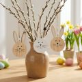 Dekohänger Holz Hasenköpfe 10,5 cm Natur Weiss Gold – 8er Set | Floristik24.ch