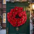 Weihnachtskranz mit künstlichen Weihnachtssternen Ø40 cm in Rot | Floristik24.ch