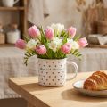 Tasse mit Herzen Keramiktasse Weiß Rot Ø9cm H9cm | Floristik24.ch
