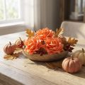 Foam Rosen Orange Ø15cm, 4 Stück, künstliche Blumen mit Drahtstiel | Floristik24.ch