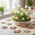 Streudeko Holzmotive Blumen und Schmetterlinge Ø 4 cm Weiss Rosa Glitter 36 Stück | Floristik24.ch