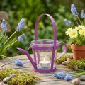 Windlicht aus Glas und Metall in Giesskannenform Pink 14 cm Durchmesser 13 cm Höhe | Floristik24.ch