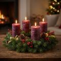Durchgefärbte Stumpenkerzen Burgund 60x80mm 4er-Set für Dekorationen | Floristik24.ch