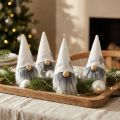 Weihnachtswichtel aus Textil, 12cm, Weiss und Grau, 4er-Set | Floristik24.ch