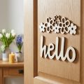 Holzdeko-Schild mit Blumen-Motiv und „Hello“-Schriftzug, Magnet, Natur, 18/19,5 cm, 6er-Set | Floristik24.ch