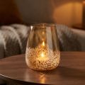 Windlicht Glas Braun Weiss Ø10 cm Teelichthalter | Floristik24.ch
