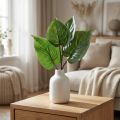 Philodendron künstlich 39 cm mit 4 Blättern in Hellgrün und Dunkelgrün aus Kunststoff | Floristik24.ch