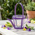 Windlicht Glas Lila Gieskanne Metall Ø14cm H13cm | Floristik24.ch