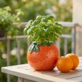 Mediterrane Keramik-Vase in Orange als Blumentopf Ø9cm für Tisch- und Fensterbankdekoration | Floristik24.ch