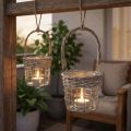 Windlicht Hängeleuchte Metall Glas Weidengeflecht Ø13 cm H12 cm 2er-Set | Floristik24.ch