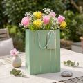 Geschenktasche Karton 18×10×23cm Hellgrün Goldstreifen Tragetasche | Floristik24.ch