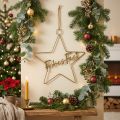 Stern Frohes Fest aus Metall, Dekoring 32 × 29,5 cm in Gold und Silber mit Juteband | Floristik24.ch