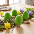 Osterei Dekofigur mit beflockter Oberfläche und Hühnerbeinen, Grün, H13cm, 4er-Set | Floristik24.ch