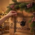 Frohe Weihnachten Wanddekoration aus Metall, 23,5 cm, Schwarz, 2 Stück | Floristik24.ch