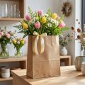 Papiertragetasche aus Recyclingpapier 23x12x30cm Naturbraun mit Papierkordelgriff 50 Stk | Floristik24.ch