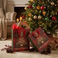 Geschenktüte aus Papier kariert mit Christbaum-Motiv, 26×32×10 cm, rot-grün, 4 Stück | Floristik24.ch