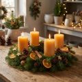 Durchgefärbte Stumpenkerzen aus Wachs Honig Ø70x80mm 4er-Set für Adventsdekoration | Floristik24.ch
