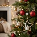 Weihnachtsdeko Stern Holz Ø13,5 cm mit Engel und Tannen 4 Stück | Floristik24.ch