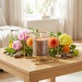 Deko-Kerzenhalter aus goldfarbenem Metall mit Windlichtglas 12×12×13 cm | Floristik24.ch
