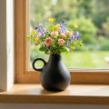Mini Keramikvase Schwarz mit Henkel H8,5cm für Trockenblumen | Floristik24.ch