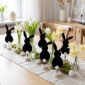 Osterhasen Tischdeko aus Filz Schwarz 19 cm mit Holzsockel – Set mit 12 Stück | Floristik24.ch