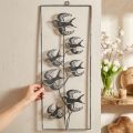Metalldeko hängend Schwalben Wandschmuck silber-weiss Antik-Look H47,5cm | Floristik24.ch