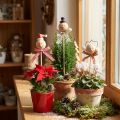 Blumenstecker Schneemann Holz Natur 5cm 9 Stück | Floristik24.ch