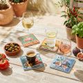 Keramik-Untersetzer Set 10×10 cm mit Obst- und Gemüse-Motiven, 4 Stück | Floristik24.ch