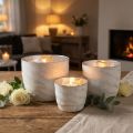 Windlicht Metall Weiss Silber Teelichthalter 3er-Set Ø8/10/12,5cm | Floristik24.ch
