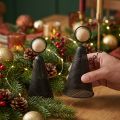 Engelfigur aus Metall Schwarz und Holz Natur, 15,5 cm, 2er-Set | Floristik24.ch