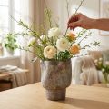 Deko Vase Keramik Übertopf Metallic Braun Graublau 16,5×20,5cm | Floristik24.ch