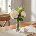 Künstlicher Rosenstrauss 35cm Creme Pfirsich Seidenblumen mit Bindegrün | Floristik24.ch