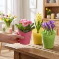 Gewebter Papier-Pflanztopf mit Kunststofffolie, Ø 9 cm, H 18 cm, Pink/Gelb/Grün, 9er-Set | Floristik24.ch