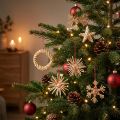 Christbaumschmuck Strohsterne Natur Rot Ø4-6cm 17-teilig | Floristik24.ch