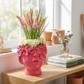 Pflanzkopf Übertopf aus Polyresin in Pink 13,5×13×14 cm für Wohnung und Tischdekoration | Floristik24.ch