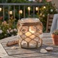Deko-Glas mit Jute-Makramee und Muscheln Ø 14 cm | Floristik24.ch