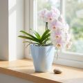 Orchideentopf Kunststoff glänzend Weiss Ø12,5cm H17cm | Floristik24.ch