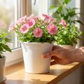 Weisser Blumentopf aus Kunststoff Ø19cm H16cm für Innen- und Aussenbereich | Floristik24.ch
