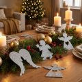 Engel Streudeko aus Holz mit Glitter, 8 cm, dreifach sortiert, silber, 24 Stück | Floristik24.ch