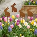 Gartenstecker Metall Hase Rostoptik 11x15cm 4er Set Aussendeko | Floristik24.ch