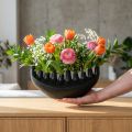 Keramik Vase Schwarz Abstrakt Schiff 15cm für Tischdekoration | Floristik24.ch