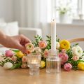 Stabkerzenhalter und Teelichthalter aus Glas, Ø 5 cm, H 8 cm, Transparent, 4er-Set | Floristik24.ch