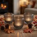 Windlicht aus Glas in Grau Ø7cm H7cm 6er-Set | Floristik24.ch