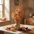 Deko-Trockenstrauss aus Distel und Schafgarbe, Orange-Natur, 55 cm, 150 g – Innenbereich | Floristik24.ch