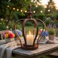 Windlicht Krone Braun Rost Mit Kerzenglas Ø14cm H18cm | Floristik24.ch
