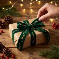 Geschenkband Samtband Grün Merry Christmas 25mm x 20m Polyester | Floristik24.ch