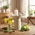Metall Tablett mit Standfuss 20 cm Beige-Grau für Kerzen und Deko | Floristik24.ch