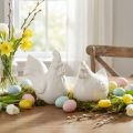 Hühnerfiguren Set aus Keramik 17 cm glänzend glasiert weiss für Innenbereich | Floristik24.ch