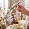 Anhänger Hase Ballerina aus Polyresin 12 cm Rosa-Lila, 2er-Set für Osterstrauch oder Christbaum | Floristik24.ch