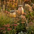 Gartenstecker Mohnkapsel Set 2 Stück aus Keramik Braun Höhe 60 cm | Floristik24.ch